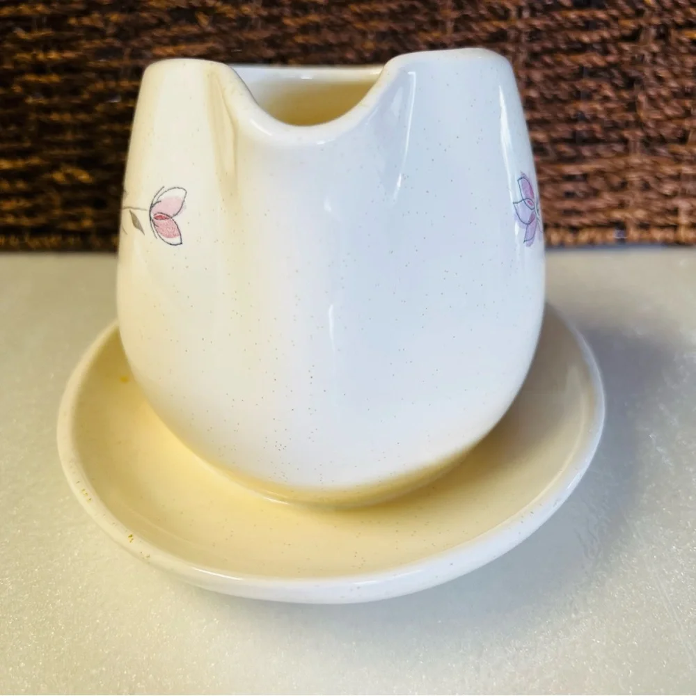 Franciscan Duet Pattern Vintage Gravy Boat Bowl With Under-plate Earthenware